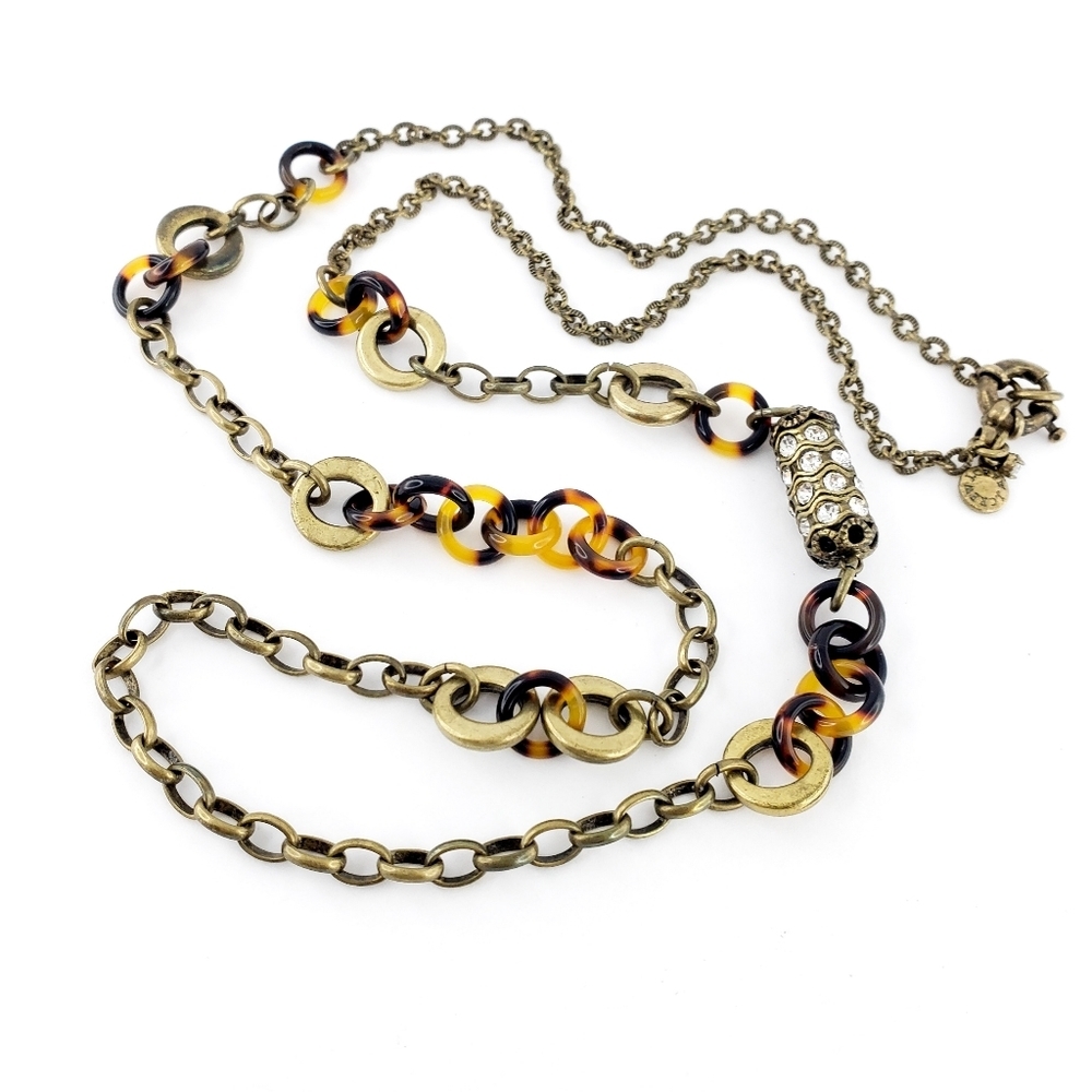 J. Crew Layer Necklace faux tortoise shell links
